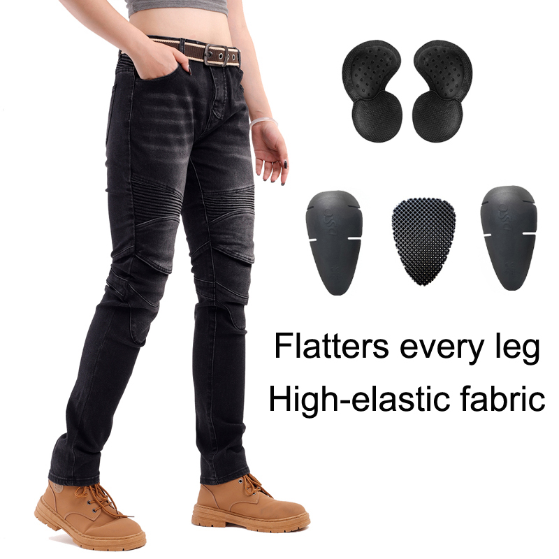 Womens Motorcycle Jeans Black  - مراجعة Motorcycle Gear Women Pants وسعره