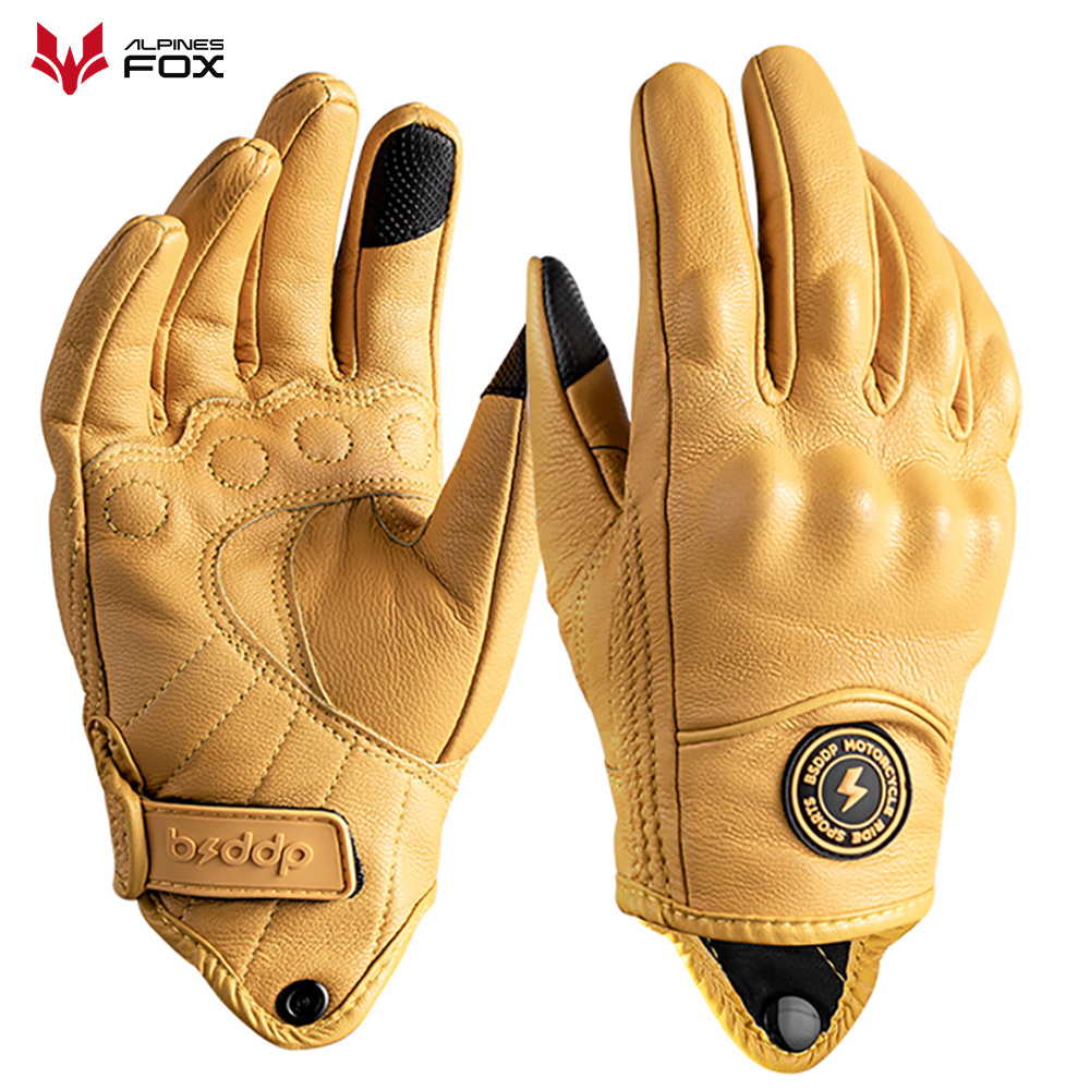 Retro Leather Motorcycle Glove - مراجعة Motorcycle Gear Fox وسعره