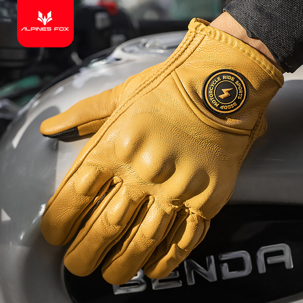 Retro Leather Motorcycle Glove - مراجعة Motorcycle Gear Fox وسعره
