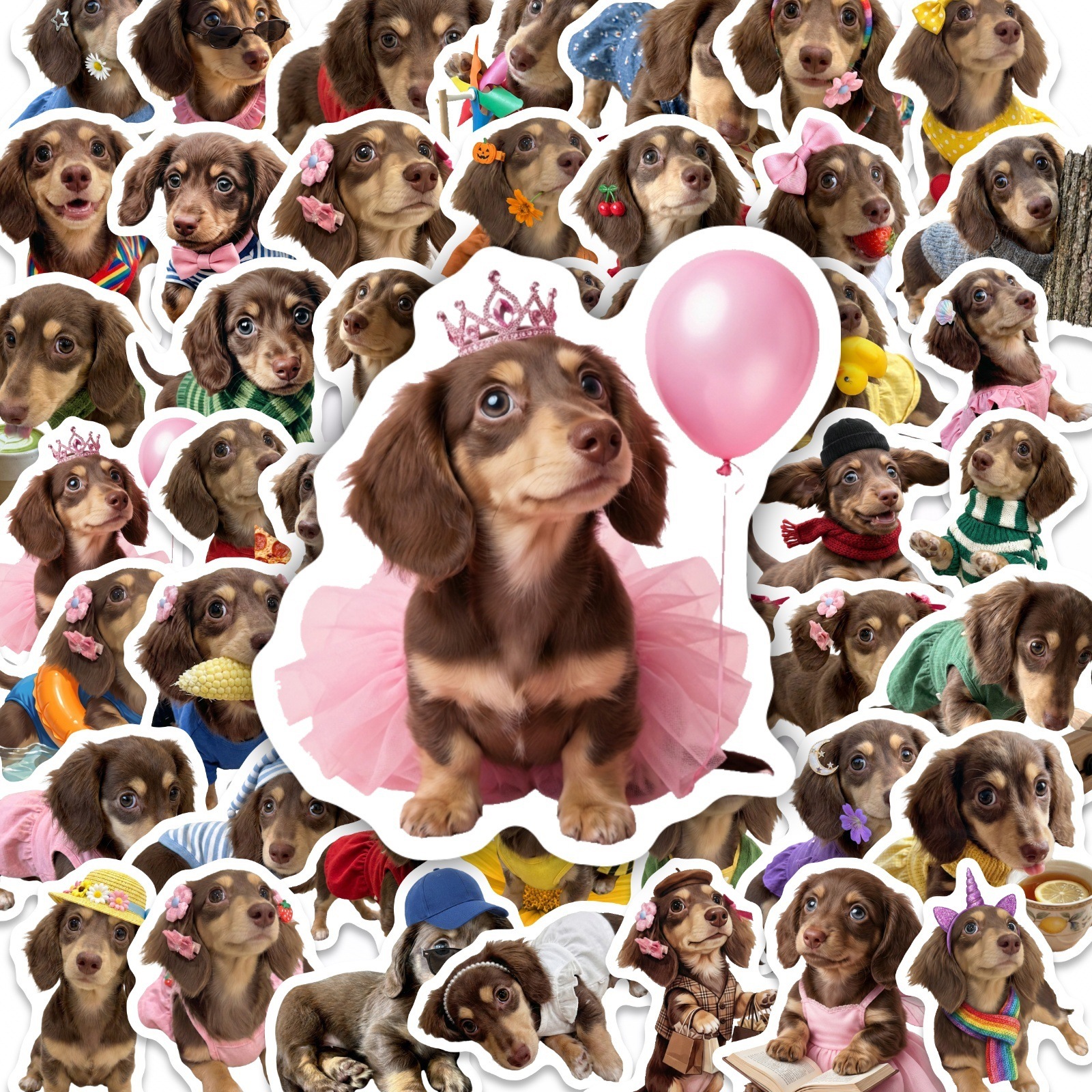 50 Pcs HD Cute Dachshund Stick - مراجعة Motorcycle Gear For Dogs وسعره
