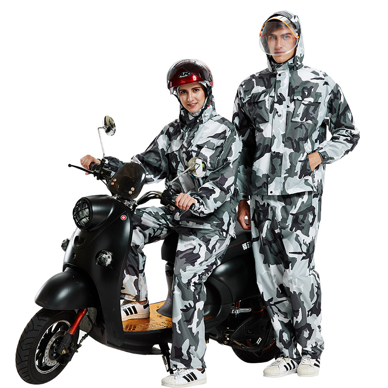 Camouflage Split Raincoat Rain - مراجعة Motorcycle Gear Rain وسعره